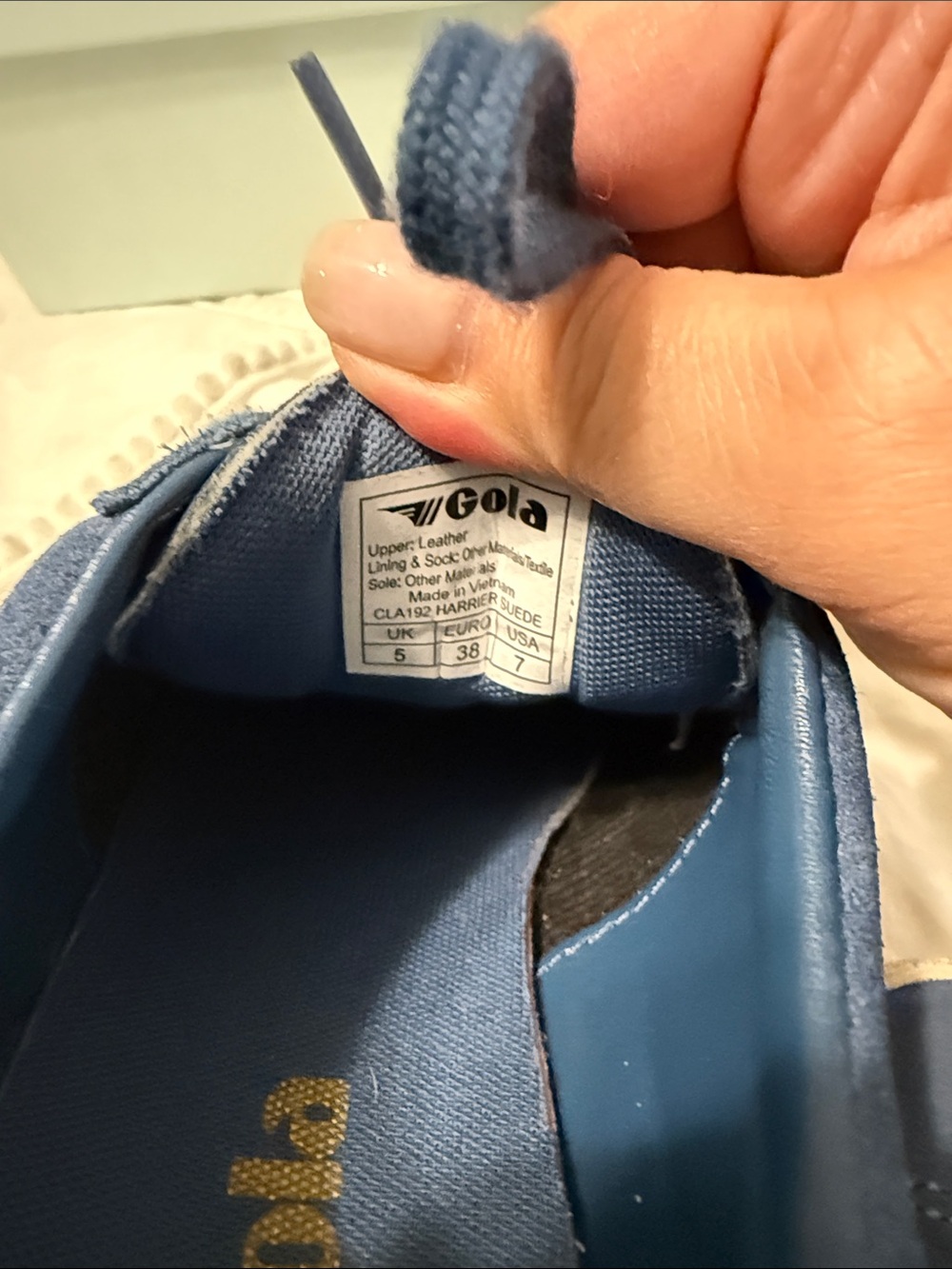 Gola Harrier Navy Blue Suede Sneakers with White Side Stripes - Picture 7 of 7